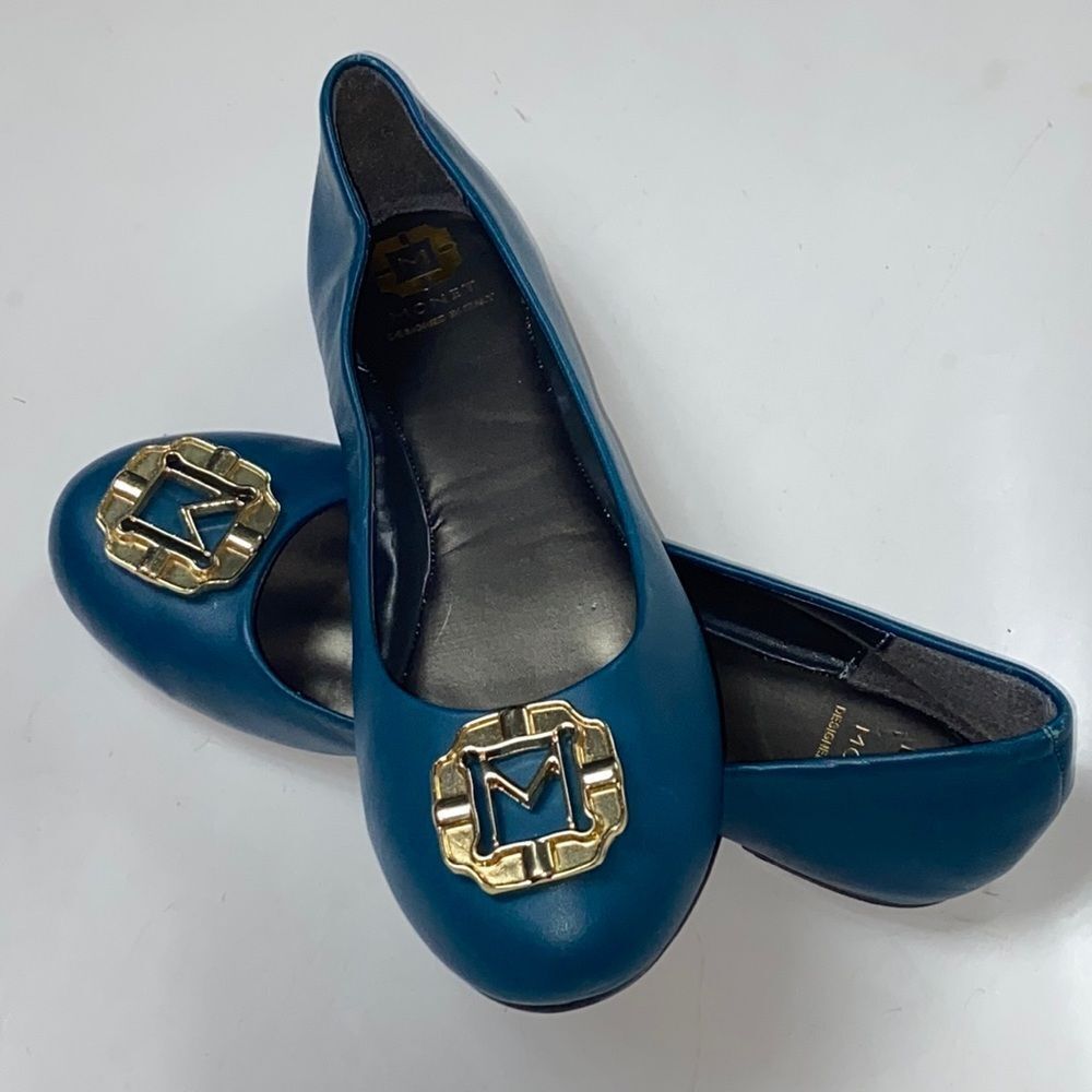 Monet Leather Made In Italy Teal Blue Woman Shoes Size 10m